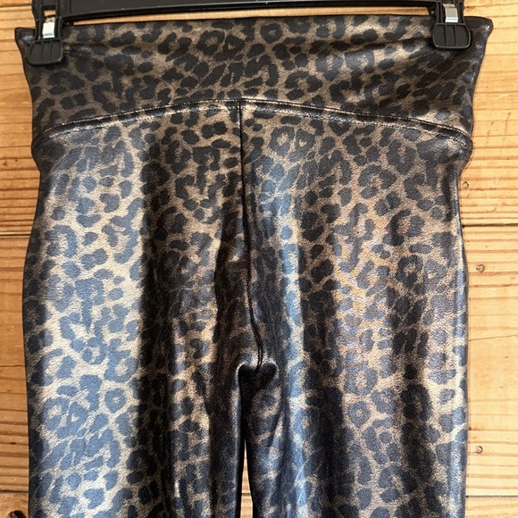 SPANX 20270R High Waist Faux Leather Leggings in Leopard Shine - Picture 3 of 12